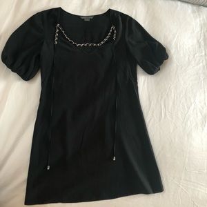 Armani Exchange Silk Tunic Dress with Puff Sleeves